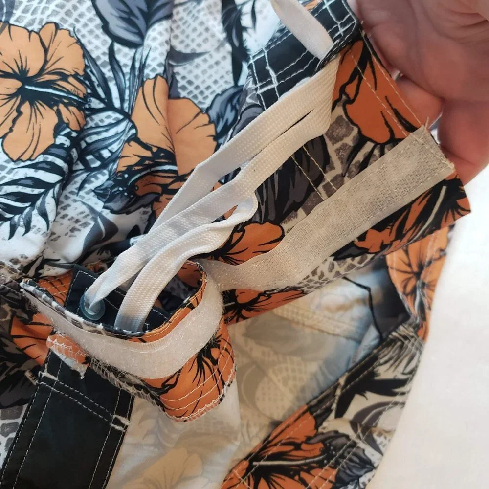 WAVE LIFE Nwt Fly-Dry Men's Swim Shorts XL 4-Way Stretch Orange Blk Tan White